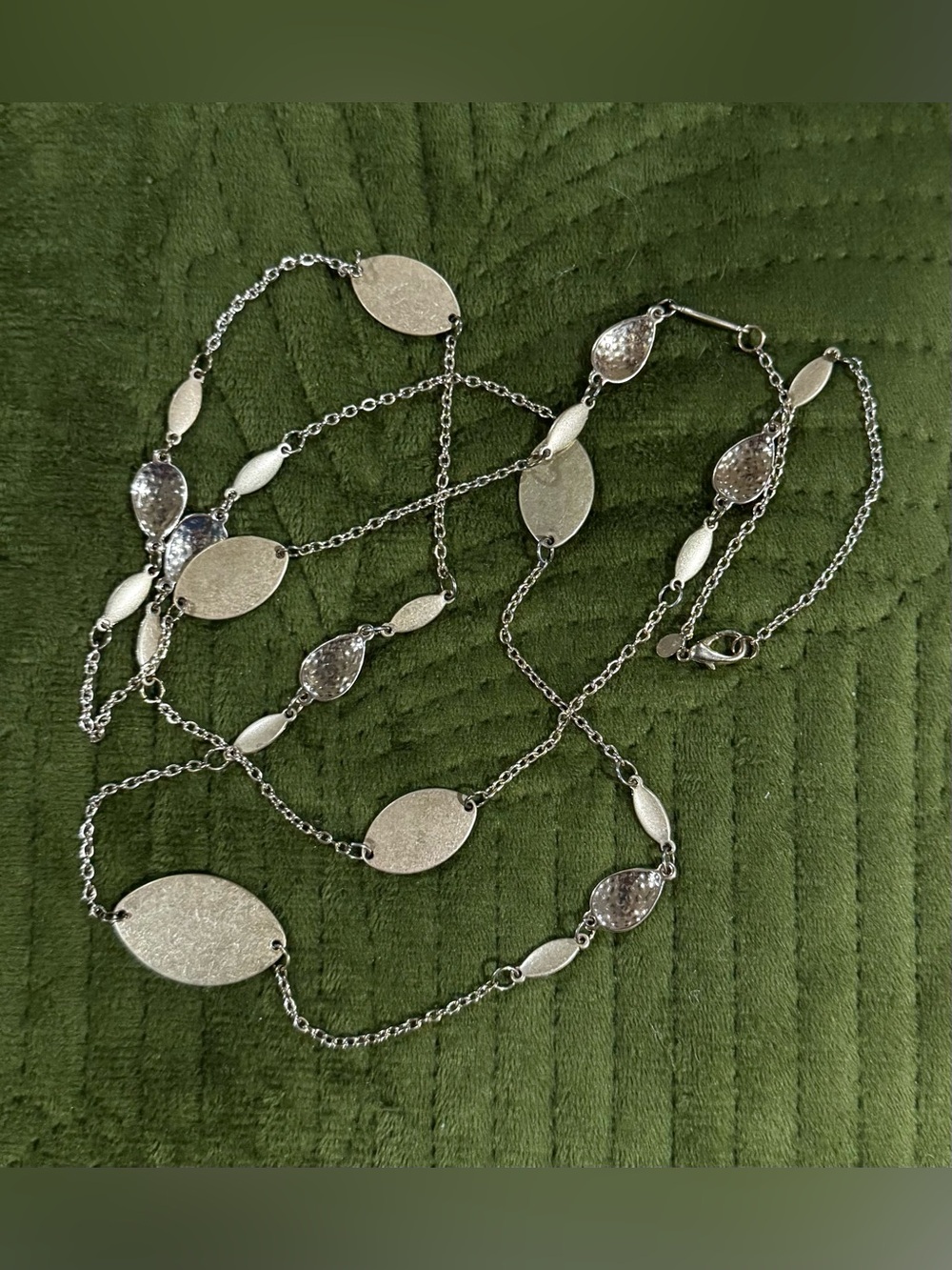 Brass Oval Link Long Station Necklace